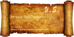 Urszu Sándor névjegykártya